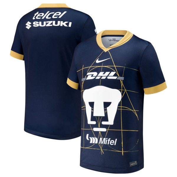 Compra camiseta pumas nike infantil segunda equipación replica 202425
azul marino – Jerseys y Camisetas de la Liga MX