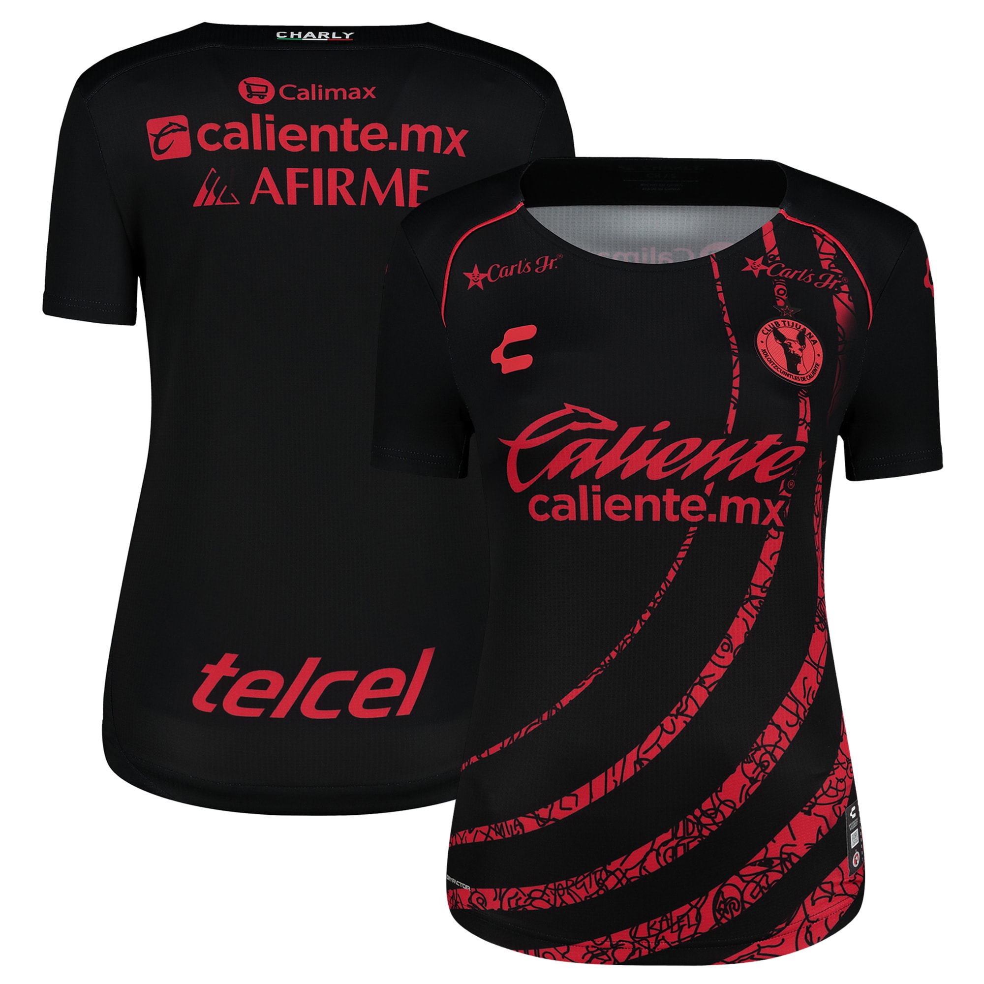 Compra camiseta club tijuana charly femenina primera equipación auténtica 202425
negra roja – Jerseys y Camisetas de la Liga MX