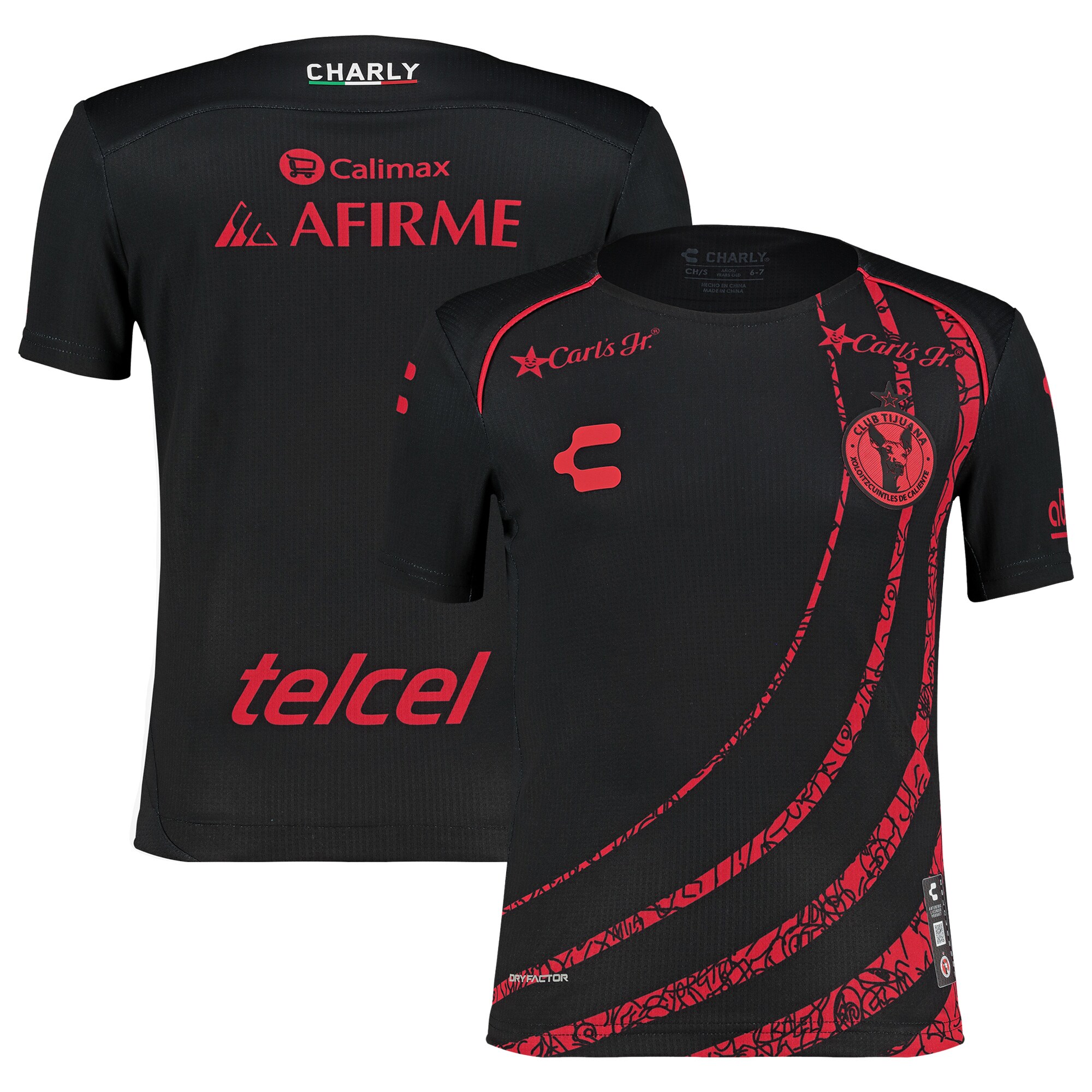 Compra camiseta club tijuana charly infantil primera equipación auténtica 202425
negra roja – Jerseys y Camisetas de la Liga MX