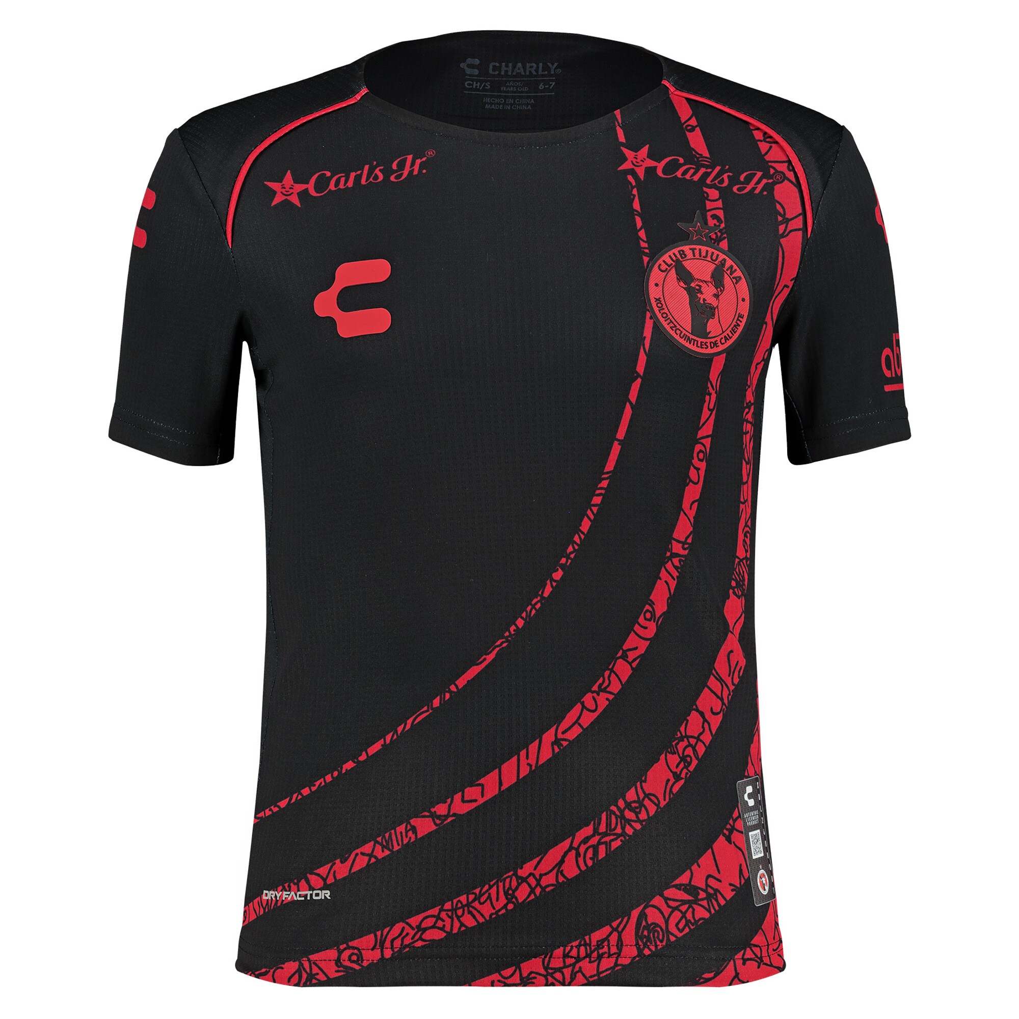 Compra camiseta club tijuana charly infantil primera equipación auténtica 202425
negra roja – Jerseys y Camisetas de la Liga MX
