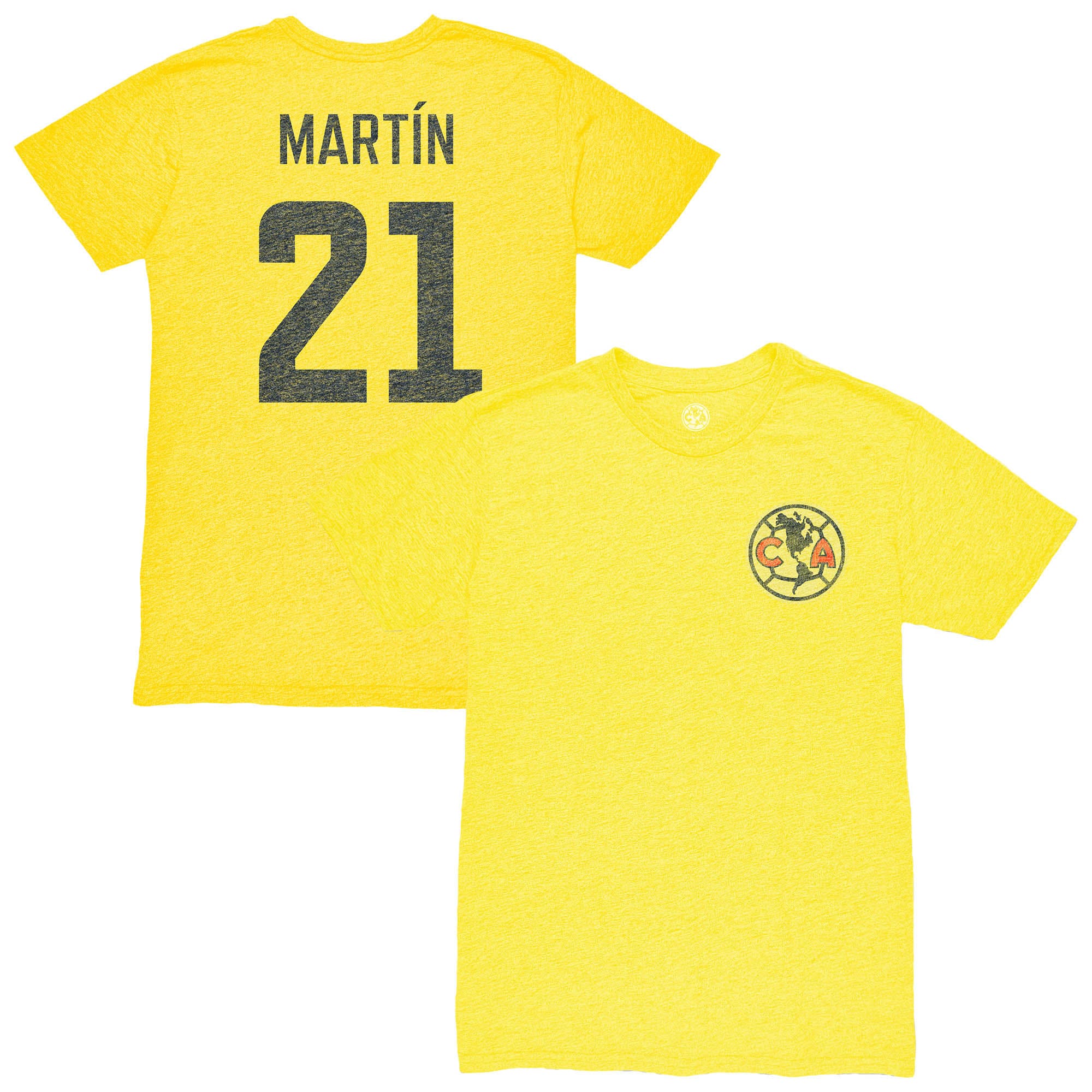 Compra camiseta club américa 1863fc vintage nombre y número de jugador henry martín tri-blend – amarilla – Jerseys y Camisetas de la Liga MX